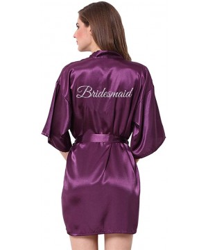 Robes Satin Kimono Wedding Party Getting Ready Robe with Glitters - B-dark Purple (Bridesmaid) - CD18X3Y6WO4