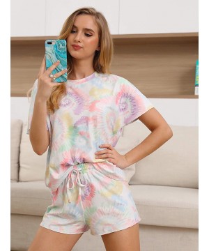 Sets Women's Cute Tie Dye Printed Tops and Shorts Pajamas Set Short Sleeve Sleepwear Pjs Sets Summer Nightwear 1176 - Multico...