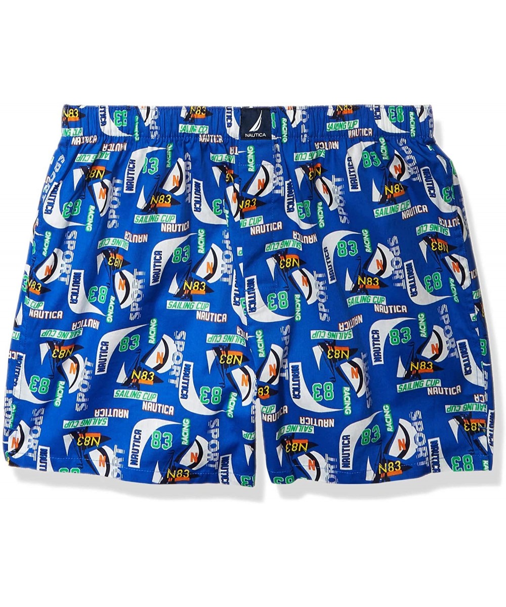 Boxers Men's Classic Cotton Woven Boxer - Racing Print/Peacoat - C518MD8ZC4G