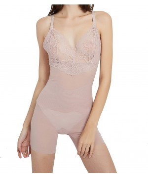 Shapewear Womens Shapewear Tummy Control Romper Smooth Body Briefer - Bodysuit Pink 1 - C518A0YTHEW