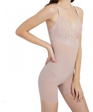 Shapewear Womens Shapewear Tummy Control Romper Smooth Body Briefer - Bodysuit Pink 1 - C518A0YTHEW