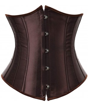 Bustiers & Corsets Women's Lace Up Boned Jacquard Brocade Waist Training Underbust Corset Corset - Brown - CN18ICTKH6Q