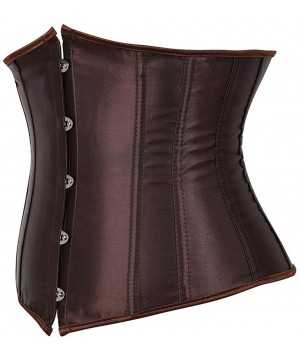 Bustiers & Corsets Women's Lace Up Boned Jacquard Brocade Waist Training Underbust Corset Corset - Brown - CN18ICTKH6Q