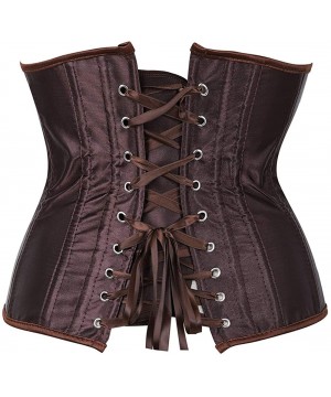 Bustiers & Corsets Women's Lace Up Boned Jacquard Brocade Waist Training Underbust Corset Corset - Brown - CN18ICTKH6Q