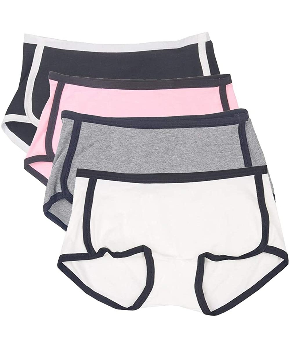 Panties Teen Girls Cotton Boyshort Panty Briefs Ladies Underwear Pack of 4 Sport Style - 4 Color - C0193N4K9SC