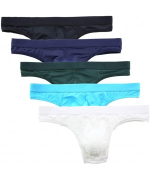 G-Strings & Thongs Men's Thong Underwear Elastic Micro Mesh Bikini Briefs - 5-pack Assorted 1 - CV18AU7L8OZ