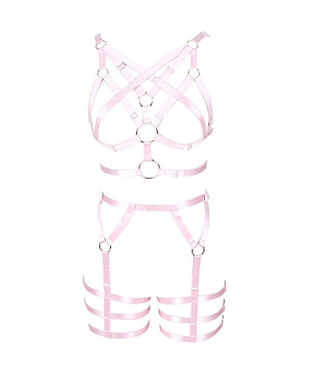 Garters & Garter Belts Full Body Harness Bra cage Women's Punk Gothic Lingerie Garter Set Soft Festival Rave Elastic Plus Siz...