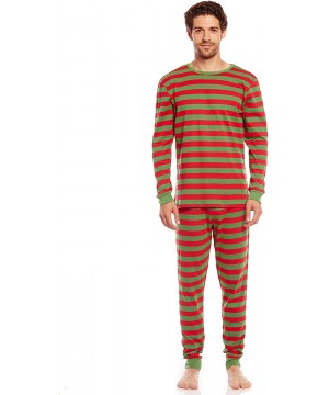 Sleep Sets Men's Pajamas Fitted Striped Christmas 2 Piece Pjs Set 100% Cotton Sleep Pants Sleepwear (XSmall-XXLarge) - Red/Gr...