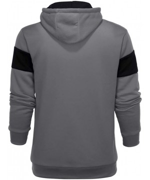 Thermal Underwear Men Patchwork Drawstring Hoodie Pure Color Hooded Long Sleeve Sweatshirt Pullover with Pockets - Gray - CV1...