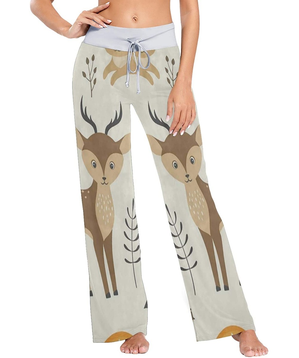 Bottoms Foxes and Deer Women's Pajama Pants Comfy Drawstring Lounge Pants Sleepwear - C319DSXC4Q7