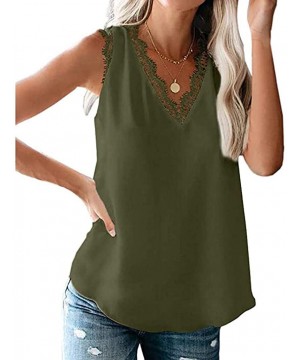 Camisoles & Tanks Women Halter Tank Tops Lace Crochet V Neck Strappy Loose Camisole Vests Shirt Blouse - X03-green - CO19DEYHCEY