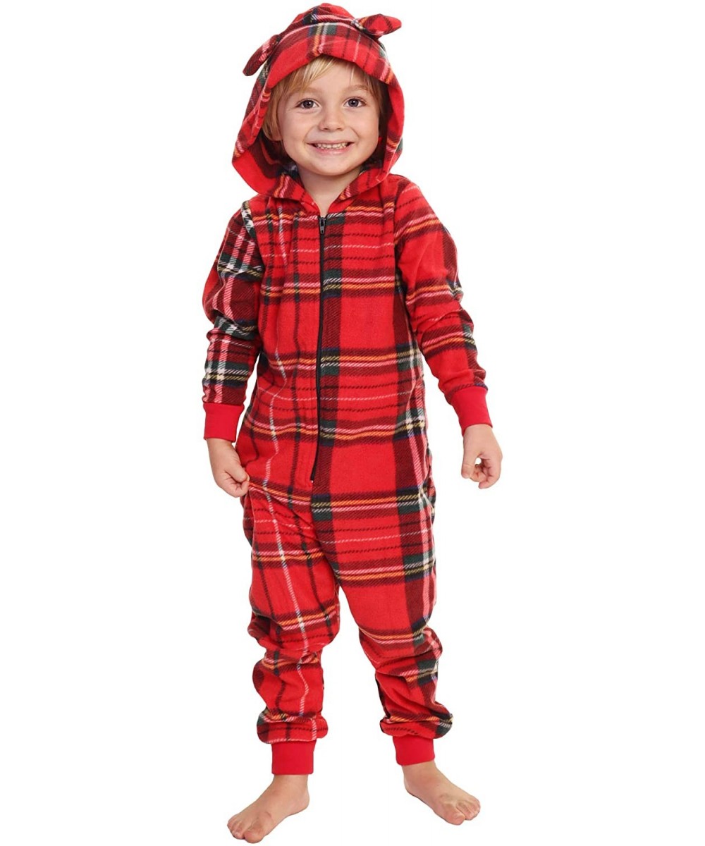 Sets Cozy Fleece Pajama in Matching Family Set - Kids One-piece - Christmas Checker - CE18ZZQX4R8