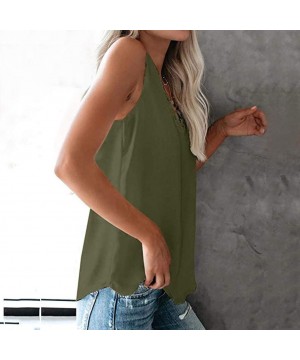 Camisoles & Tanks Women Halter Tank Tops Lace Crochet V Neck Strappy Loose Camisole Vests Shirt Blouse - X03-green - CO19DEYHCEY