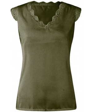 Camisoles & Tanks Women Halter Tank Tops Lace Crochet V Neck Strappy Loose Camisole Vests Shirt Blouse - X03-green - CO19DEYHCEY