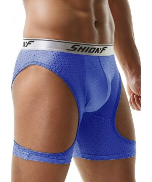 Boxer Briefs Men's Sexy Mesh Underwear Long Leg Breathable Stretch Boxer Briefs - Skyblue - CM18WE7T3QH