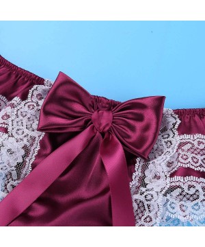 G-Strings & Thongs Men Lace Sissy Satin Panties Lace Frilly Skirted Thong Low Rise Underwear - Wine_red - CJ18S4TGHOW