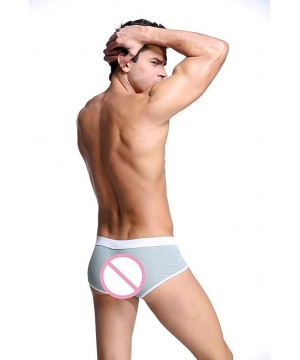 G-Strings & Thongs Men Underwear Brief Breathable Sexy Underpants Soft Cotton U Convex Pouch - Gray - CA18S8AESML