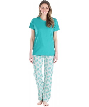 Sets Women's Loungewear Short Sleeve Tee Pajama Set - Pant Set - Palm Tree - C2194H4QMG9