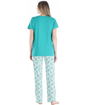 Sets Women's Loungewear Short Sleeve Tee Pajama Set - Pant Set - Palm Tree - C2194H4QMG9