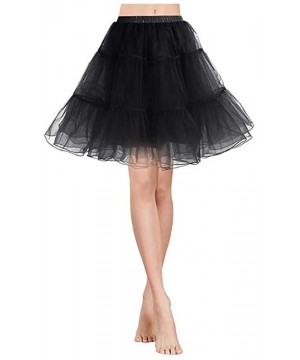 Slips Women's Puffy Chiffon Petticoat Dress Tutu Skirt Lolita Dress - Black - CU19DYX5MN4