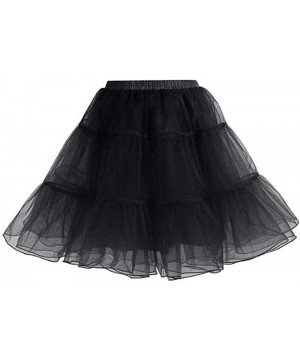 Slips Women's Puffy Chiffon Petticoat Dress Tutu Skirt Lolita Dress - Black - CU19DYX5MN4