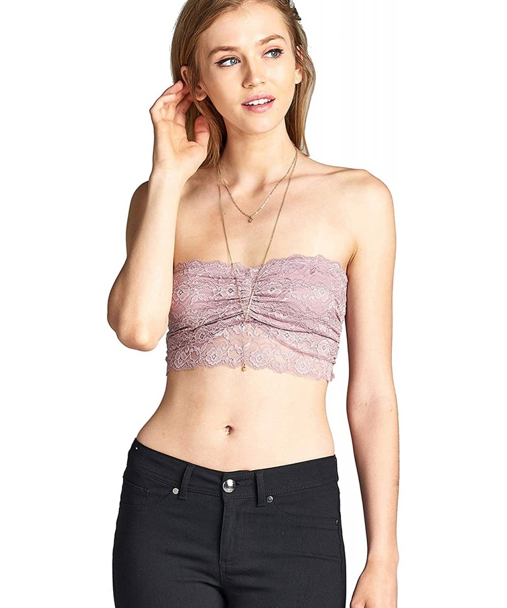 Camisoles & Tanks Women's Lace Strappy Back Lace Bandeau Bralette Top - Lilac - CR18MHO8AEU