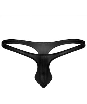 G-Strings & Thongs Men's Sexy Underwear Bulge Pouch Bikini G-String T-Back Thong Elastic Smooth Underwear Panties - Black - C...