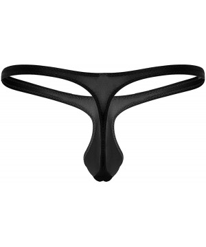 G-Strings & Thongs Men's Sexy Underwear Bulge Pouch Bikini G-String T-Back Thong Elastic Smooth Underwear Panties - Black - C...