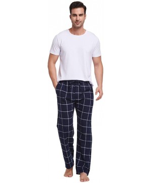 Sleep Bottoms Men's 100% Cotton Super Soft Flannel Plaid Pajama Pants - F1517 - CW11XYZCND7