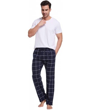 Sleep Bottoms Men's 100% Cotton Super Soft Flannel Plaid Pajama Pants - F1517 - CW11XYZCND7