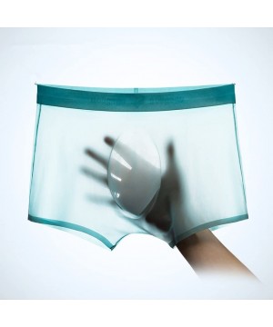 Boxer Briefs 3D Seamless Sexy Men Low Rise Trunk Ice Silk Smooth Male Boxer Briefs Underwear - Blue - CH18DR9CQC2