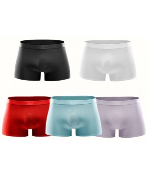 Boxer Briefs 3D Seamless Sexy Men Low Rise Trunk Ice Silk Smooth Male Boxer Briefs Underwear - Blue - CH18DR9CQC2