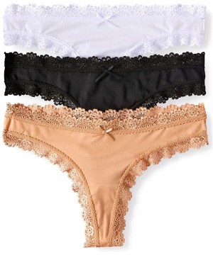 Panties Women's Super Soft Thong Panties (3 Pack- Black- White- Tan) (3-XLarge- 10) - CM1998A922E