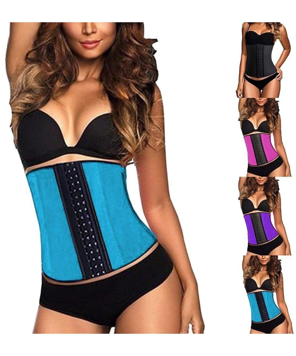 Shapewear Women Waist Trainer 3-Breasted Tummy Control Belt Weight Loss Body Shaper - Blue - CM19D3R2N96