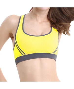 Slips Sports Bras for Women-Removable Padded Bras Seamless for Yoga Gym Fitness Activewear Workout Bra - Yellow - CE193MQ7ECW