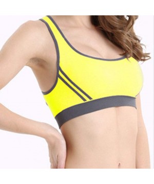 Slips Sports Bras for Women-Removable Padded Bras Seamless for Yoga Gym Fitness Activewear Workout Bra - Yellow - CE193MQ7ECW