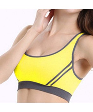 Slips Sports Bras for Women-Removable Padded Bras Seamless for Yoga Gym Fitness Activewear Workout Bra - Yellow - CE193MQ7ECW