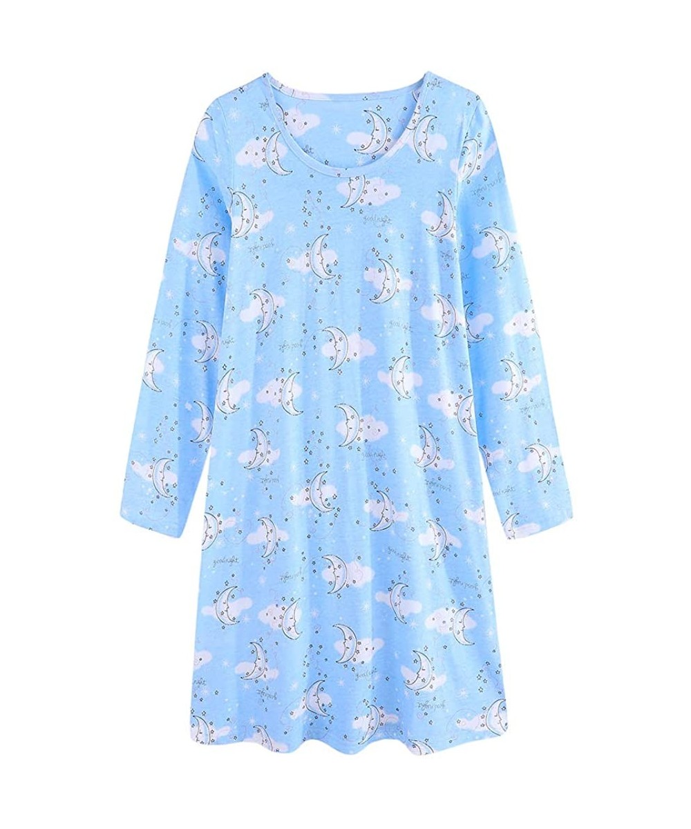 Nightgowns & Sleepshirts Womens Cotton Nightgowns Long Sleeve Crew Neck Vivid Print Sleepshirts Dress Sleepwear 2020 Spring A...