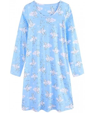 Nightgowns & Sleepshirts Womens Cotton Nightgowns Long Sleeve Crew Neck Vivid Print Sleepshirts Dress Sleepwear 2020 Spring A...