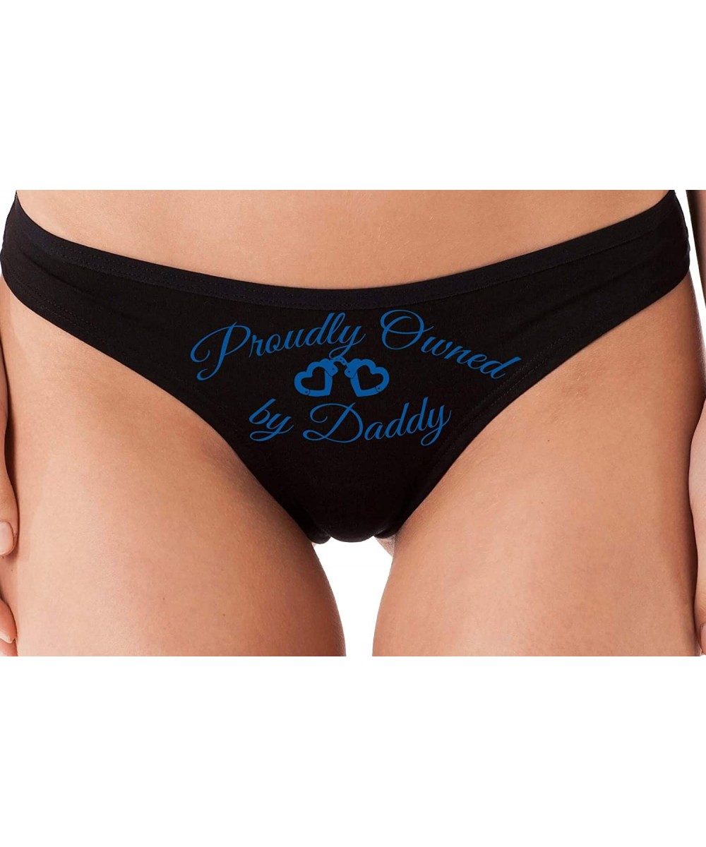 Panties BDSM DDLG Proudly Owned Black Thong for Your Baby Girl Princess - Royal Blue - C718NUTAWSN