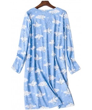 Nightgowns & Sleepshirts Womens Cotton Nightgowns Long Sleeve Crew Neck Vivid Print Sleepshirts Dress Sleepwear 2020 Spring A...