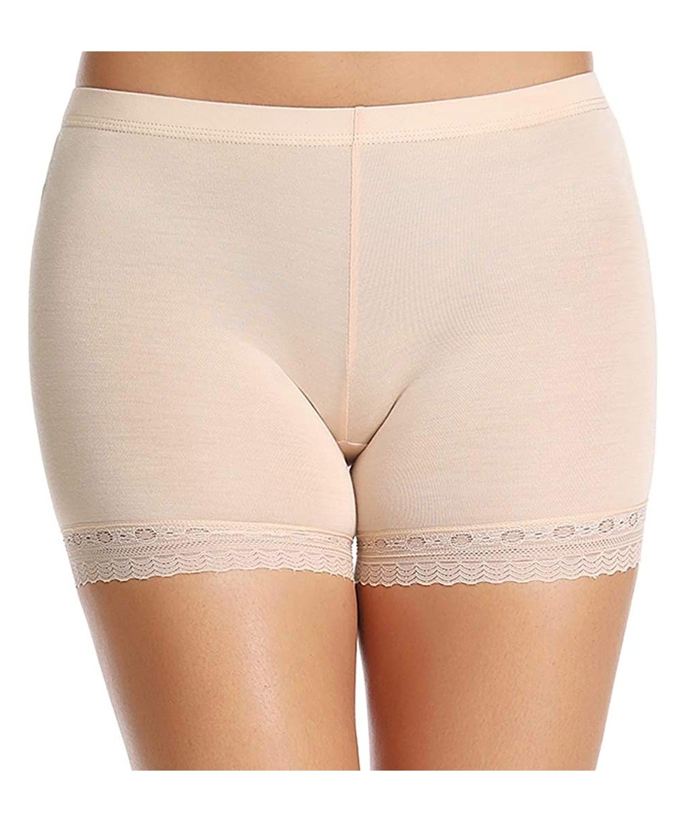 Panties Lace Cotton Underskirt Short Panties for Women Under Dresses Non Chafing High Waist Skimmies - Beige - CF18TA69IIY