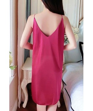 Nightgowns & Sleepshirts Women Charmeuse Sexy Silk Lounger Sling Nightwear Sleeping Dress - As3 - C419E7KW76M