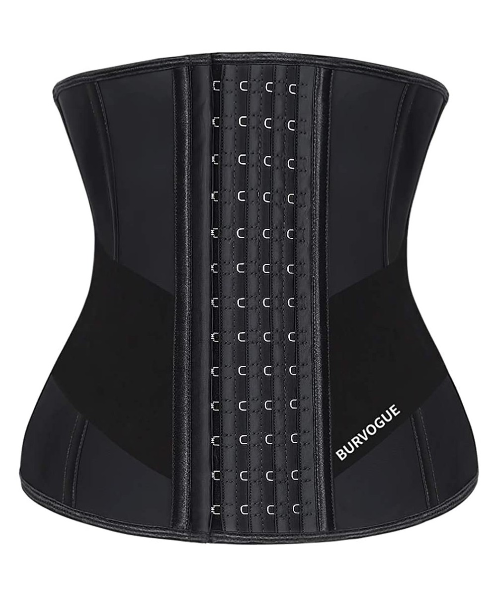 Bustiers & Corsets Waist Trainer for Weight Loss-Women Trimmer Slimmer Belt Latex Corset Cincher Body Shaper - Black 9 Steel ...