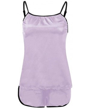 Sets Camisole Shorts Women's Lingerie Set Comfozy Satin Pajamas Sleepwear Nightwear - Pink - CH190DST2AX