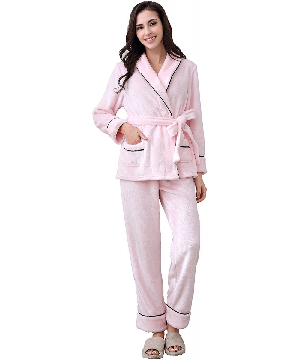 Sets Women's Soft and Warm Fleece Two-Piece Set Size RHW2773 - Light Pink - CR1864NU9UT