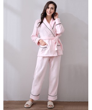 Sets Women's Soft and Warm Fleece Two-Piece Set Size RHW2773 - Light Pink - CR1864NU9UT