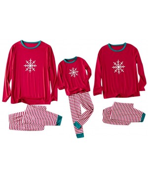 Sleep Sets Matching Family Pajamas Sets Christmas PJ's with Snowflake Long Sleeve Tee and Stripe Printed Pants Loungewear Red...