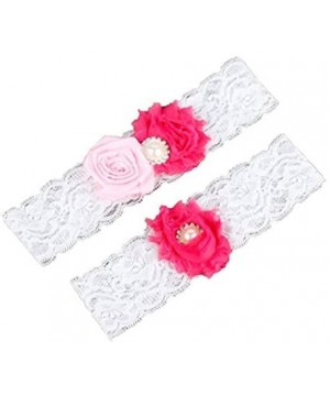 Garters & Garter Belts Wedding Bridal Garters White Flower Garter Lace Set of 2 - Pink 2 - C318YTKIYTX