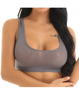 Bras Women Seamless Underwear Mesh See-Through Bra Stretch Workout Crop Vest - Gray - CJ18YK33CG6